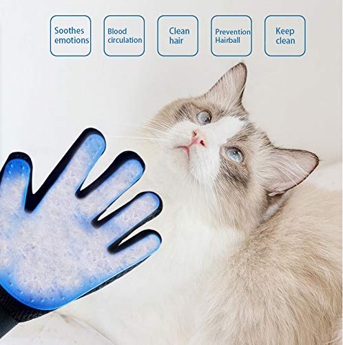 weiyun [Upgrade Version] Pet Grooming Glove Hair Remover Brush Gentle Deshedding Efficient Pet Mitt Pet Massage Gloves Left & Right Hand Draw Dogs Cats Horses Long Short Brush 1Pair (Blue) - PawsPlanet Australia