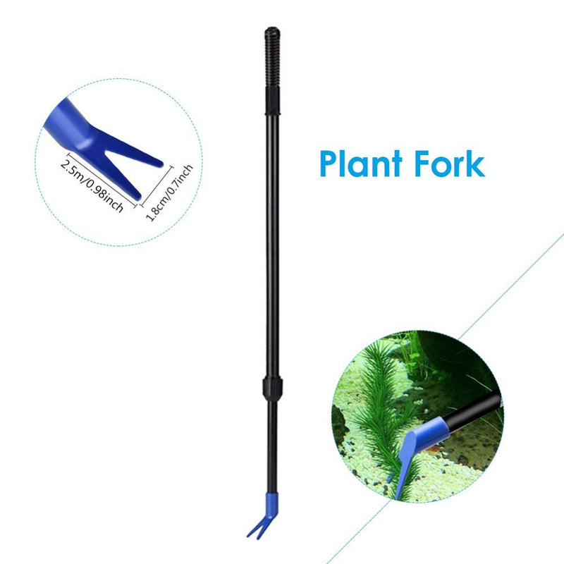 [Australia] - AquaticHI 5 in 1 Multi-Function Aquarium/Fish Tank Cleaning Tool, Algae Scraper, Fish Net, Sponge, Plant Fork, Gravel Rake for Long Deep Fish Tanks Extendable 