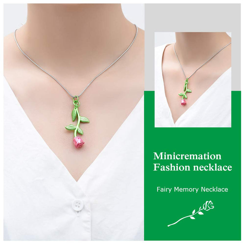 Rose Flower Cremation Jewelry Urn Necklaces for Ashes, Cremation Ash Jewelry Memorial Pendants for Human Pets Ashes Green-Pink - PawsPlanet Australia