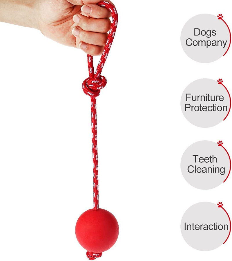 LHKJ 3 Pcs Dog Toy Natural Rubber Rope Ball For Big and Medium Dogs(Red) - PawsPlanet Australia