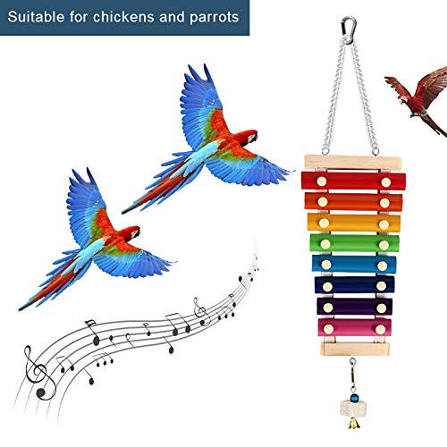 [Australia] - MONFINA Chicken Xylophone Toy for Hens，Suspensible Chicken Toys with 8 Metal Keys of Grinding Stone for Chicken Coop Pecking Toys 