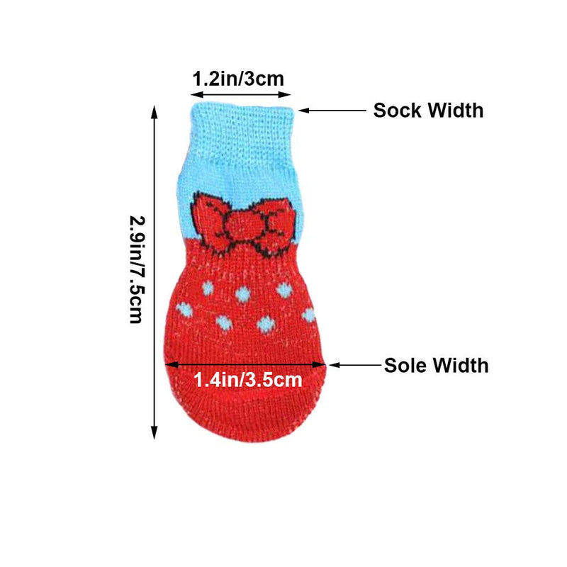 NA/ 4 Pairs Anti-Slip Dog Socks&Cat Socks with Rubber Reinforcement, Pet Paw Protector for Hardwood Floors, Indoor Wear (M) XS - PawsPlanet Australia