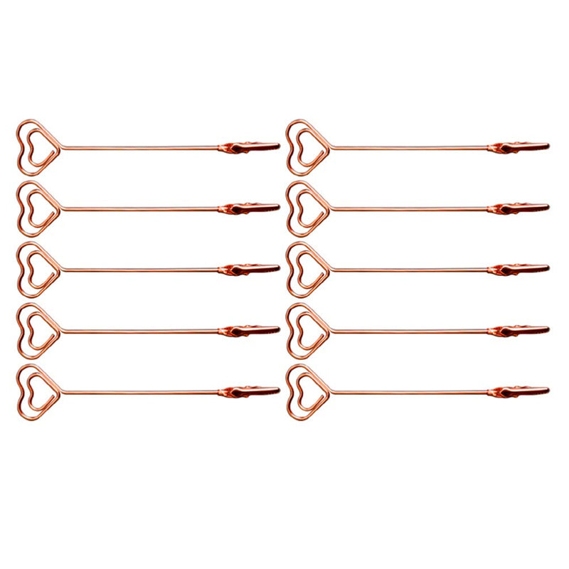 SUPVOX 10pcs Place Card Holders Double End Wire Card Holder Metal Wire Alligator Clamp Photo Clip for Christmas Decoration Rose Gold Heart - PawsPlanet Australia