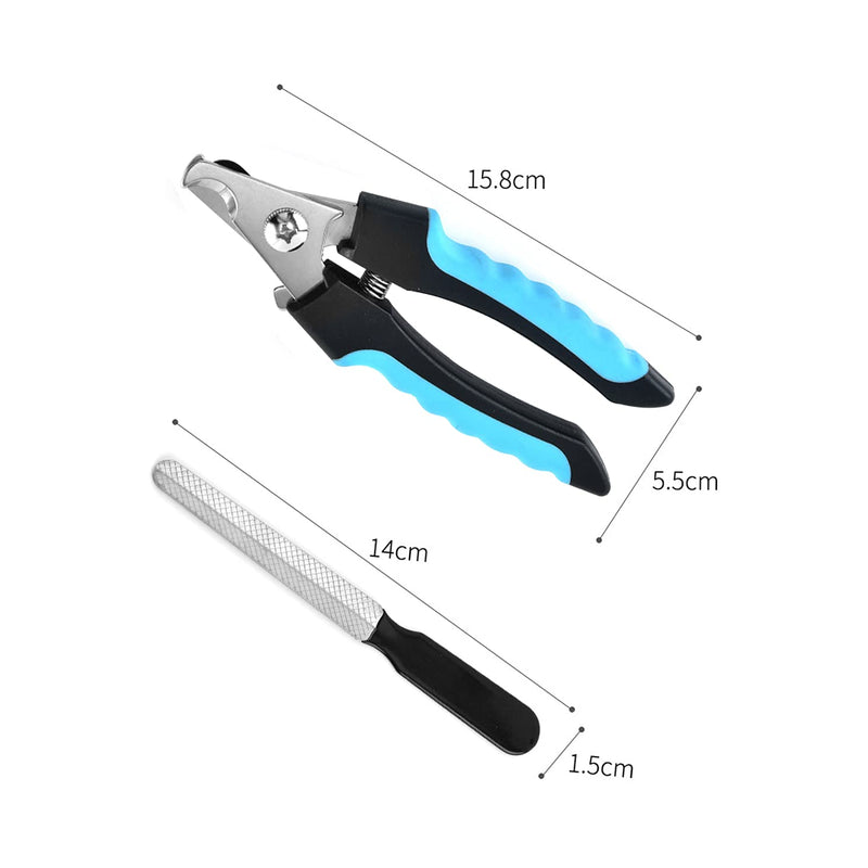 PenuSpt claw scissors for dogs and cats, professional dog and cat claw pliers with protective device, stainless steel claw pliers and nail file, used in beauty, dogs, cats, rabbits (blue L). - PawsPlanet Australia