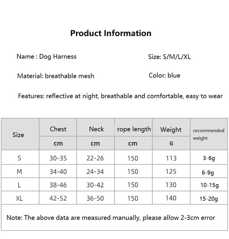 Air Mesh Breathable Chest Harness, Dog Harness with Leash, Soft Adjustable Reflective Anti-Pull Dog Harness, Adjustable Puppy Harness for Medium Small Large Dogs (M) M - PawsPlanet Australia