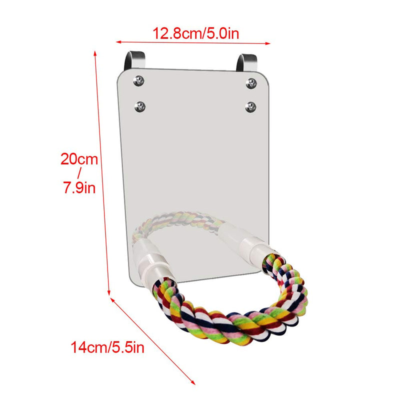 Esoes Bird Mirror Toy With Rope Perch Large Mirror Stand Bar Set Colorful Chew Toy For Parrot Budgie Parakeet Cockatiels Conure Finch African Grey Macaw Cage Hanging Toy - PawsPlanet Australia