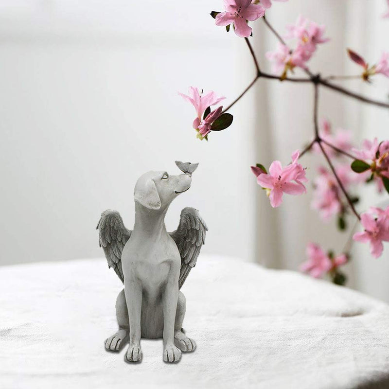 BWWNBY Dog Memorial Stones, Pet Memorial Gifts with Handmade, Angel Dog Memorial Statue, Garden Resin Sleeping Dog Ornament for Dog Passing Away Bereavement Gifts(Grey) Gray - PawsPlanet Australia