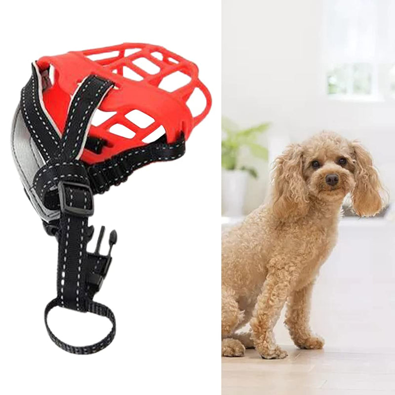 AUTUUCKEE Dog Muzzle, Soft Silicone Basket Breathable Muzzle for Dogs, Allows Panting and Drinking, for Anti-Barking and Anti-Chewing(Red,size:30-34cm) - PawsPlanet Australia