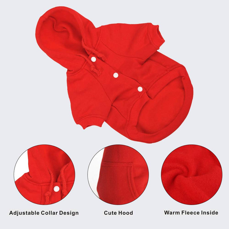 EASTLION Dog Cat Hoodie Warm Sweater Cotton Pullover Pet Clothes Apparel for Puppy Small Dogs Cats,Red XL Red - PawsPlanet Australia