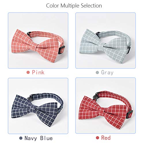 Lichi New Gray Bow Ties for Dogs Plaid Bow Tie Pet Collars Adjustable Cat Collar-S S( 16CM-32CM) Gray Bow Tie - PawsPlanet Australia