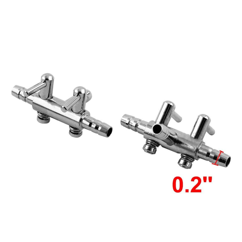 [Australia] - QMseller Stainless Steel 2 - Way Aquarium Chrome Metal Gang Manifold Air Line Control Valve Air Tap Air Splitter 2pcs 