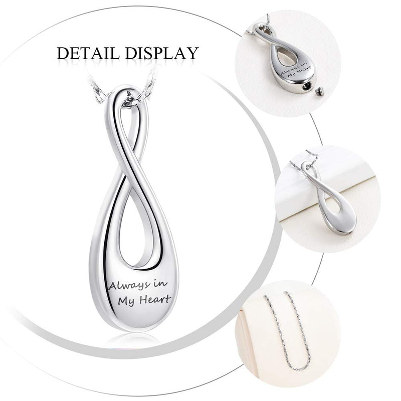 Imrsanl Infinity Cremation Jewelry for Ashes Urn Necklace Pendants for Ashes Holder Memorial Keepsake Cremation Ashes Jewelry for Wome/Men/Pet Always in My Heart - PawsPlanet Australia