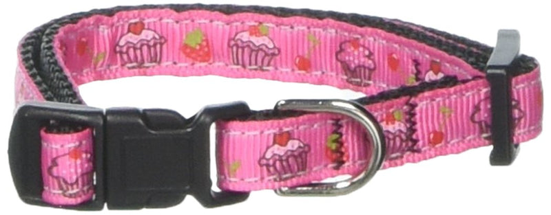 Mirage Pet Products Cupcakes Nylon Ribbon Collar for Pets, Small, Bright Pink - PawsPlanet Australia