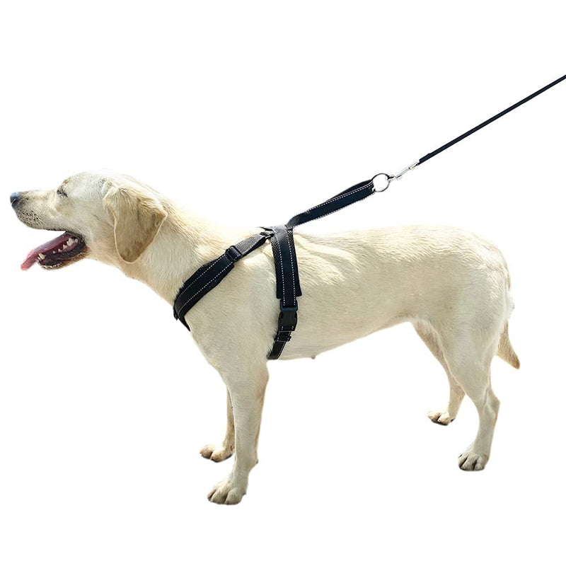 DogFad Dog Harness No Pull Pet Adjustable Reflective Breathable Outdoor Vest Comfortable Nylon Material Front/Back Leash Clips Working Dog Vest with Handle (Black, S (Girth 15"-20")) Black S (Girth 15"-20") - PawsPlanet Australia