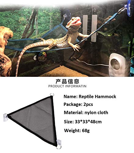 [Australia] - Lizipai 2 Pack Lizard Hammock, Lounger, for Bearded Dragons, Geckos, Iguanas, and Hermit Crabs, Triangular, Black, 33x33x48cm 