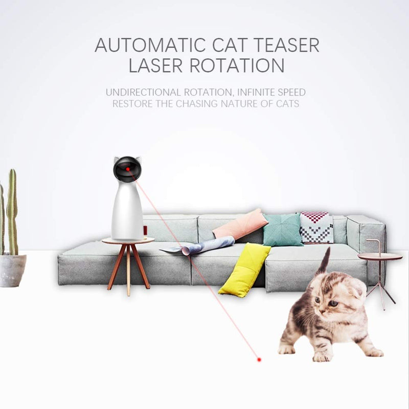 [Australia] - YSCEN Automatic Cat Laser Toy - Pet Laser for Cats - USB Charging or AA Battery Operated, Interactive Cat Chase Toy with 5 Rotating Modes - Auto Shut Off and Silent - Kitten/Cat Owner's Gift Idea 