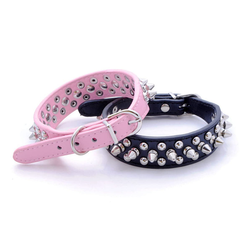 Hotlion Spiked Dog Collar Adjustable PU Leather Studded Rivet Cat Dog Collars for Puppy Kitten Animal Small Medium Large Pets Red S Small (Neck 10.6"-13") - PawsPlanet Australia