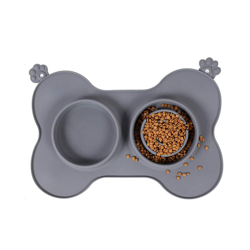 Blingbin Slow Eating Pet Bowls, 2-in-1 Dog Food Bowl, Dog Food Mat Pet Double Bowl Silicone Dog Bowls Anti-Choking Dog Feeding Mat, Hedgehog Bowl Cat Bowls With Stand, 20.44 * 13.76 inch - PawsPlanet Australia