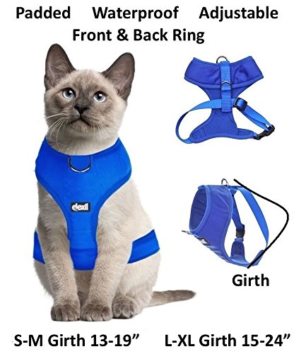 Dexil Luxury Cat Harness Padded and Water Resistant (Blue L-XL) Large-Xlarge Royal Blue - PawsPlanet Australia