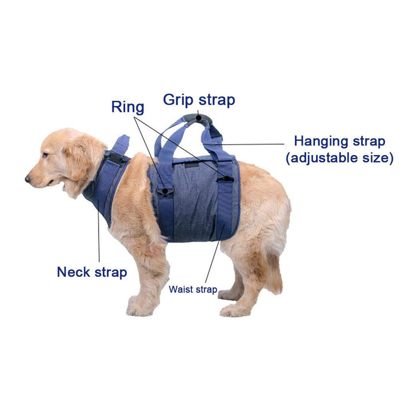 Cinnyi Pet Dog Harness Lifting Assist Belt, Dark Blue Oxford Cloth Pet Dog Walk Hand Strap Lifting Assist Belt for Disabled Injuries Elder Dog (XL) XL - PawsPlanet Australia