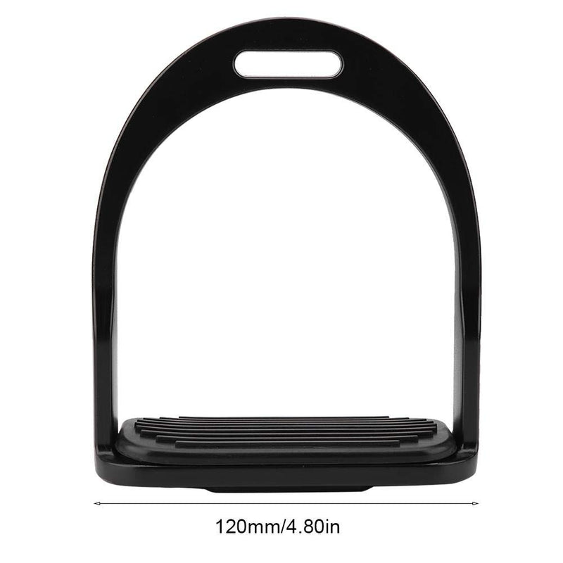 Pssopp Horse Stirrup Die Casting Stainless Steel Riding Color Aluminum Lightweight Horse Stirrups Horse Riding Saddle for Riding Safety With Rubber Horse Mat (Black) Black - PawsPlanet Australia