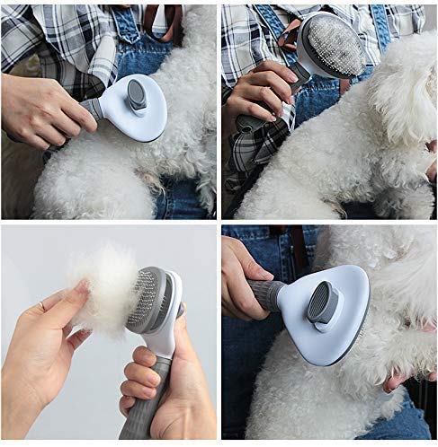 Pet Grooming Brush Professional Dog Comb Brush Removes Loose Hair and Dead Fur, Eliminates Tangles, Great for Dogs and Cats With Medium Long Hair - gray - PawsPlanet Australia