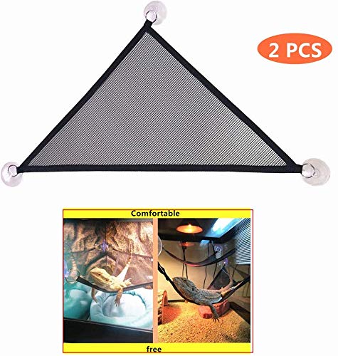 MBVBN Reptile Hammock Lounger & Ladder Accessories Set for Large & Small Bearded Dragons Anole Geckos Lizards or Snakes (Triangle, 19×13×13 inch, 2 Pack) - PawsPlanet Australia