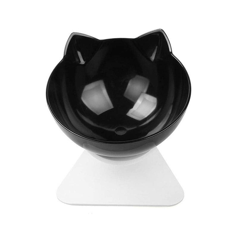 Luck Dawn Cat Elevated Bowl with Raised Stand, 15 Degree Tilted Design Neck Guard Stand Raised Pet Food Water Feeder Bowl for Cats or Small Dogs Black - PawsPlanet Australia