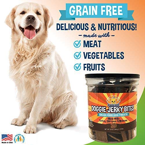 Premium Healthy Dog Jerky Treats | Grain Free Turkey Dog Treat Bites | Natural Snack Made with Turkey, Chickpeas & Molasses | No Corn, Wheat or Soy - PawsPlanet Australia