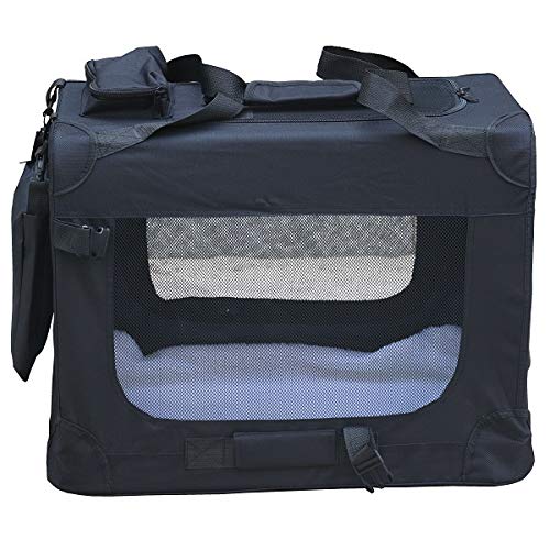 HugglePets Lightweight Fabric Dog Crate Carrier, with Mat and Treat Food Bag - Small Black - PawsPlanet Australia