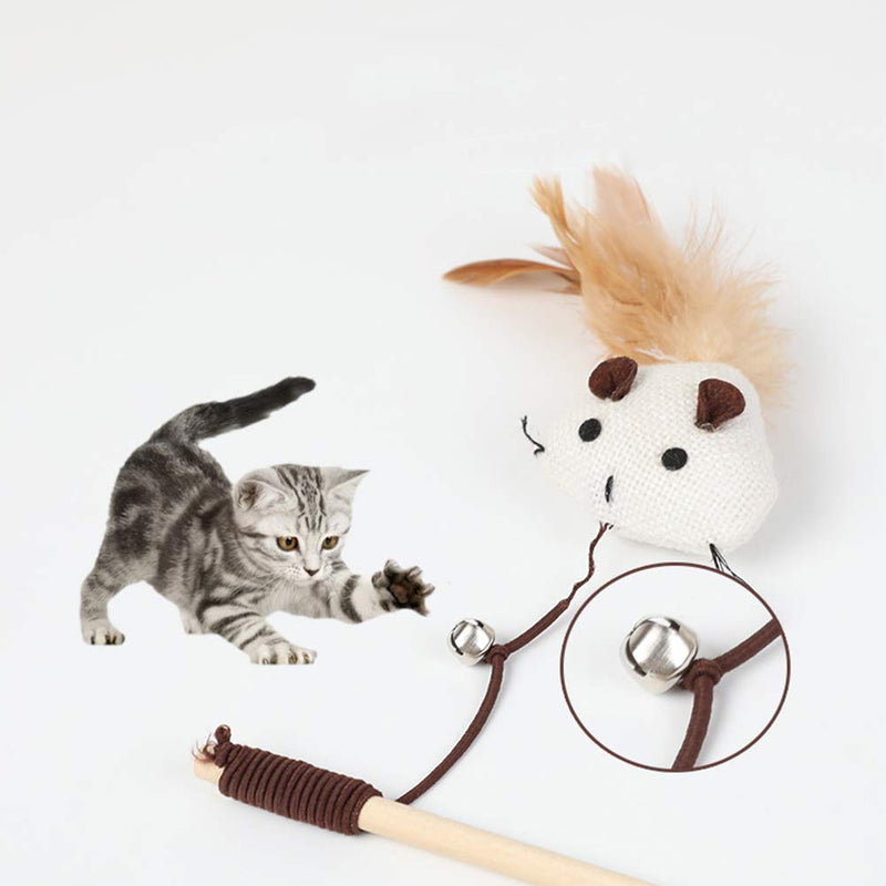 croselyu Cat Toy Feather, Interactive Cat Toy Set | 5 Natural Wooden Sticks, 5 Different Plush Toys, Natural Feathers, Plush Toys and Elastic Rope (style1) style1 - PawsPlanet Australia