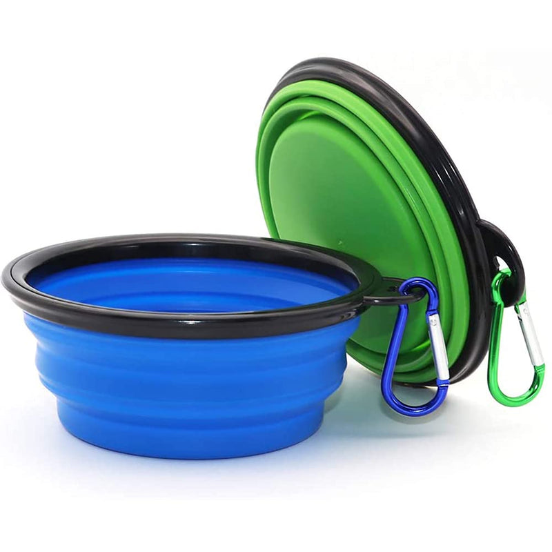 Louis Donné Collapsible Dog Bowl, 2-Pack Small Size, Food Grade Silicone BPA Free, Collapsible Expandable Dish, Pet Cat & Dog Food Water Feeding, Portable Travel Bowl Blue and Green Green and Blue - PawsPlanet Australia