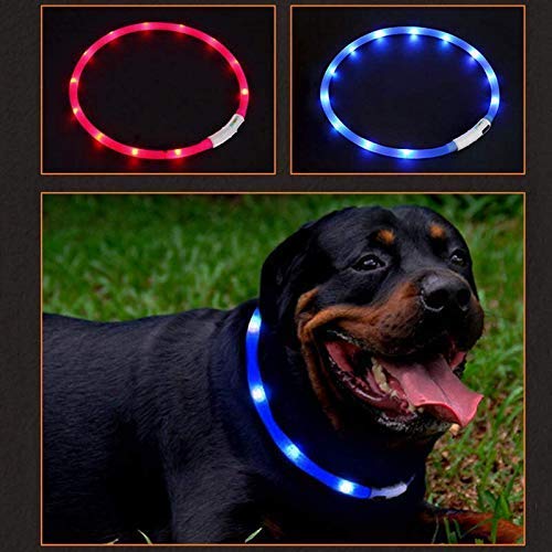 Dog Collar Light LED Pet USB Rechargeable Collar Safety Silicone Night Warning Glowing Dog Collar Luminous (Pink) Pink - PawsPlanet Australia