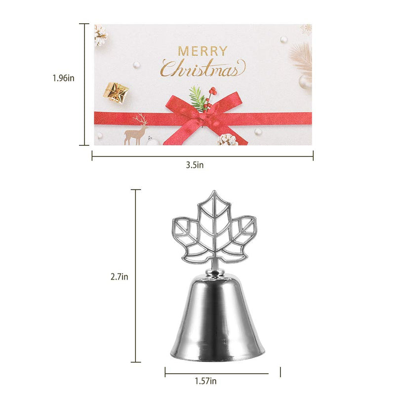 Amytalk 12 Pack Sliver Christmas Bell Place Card Holders Kissing Bell Table Card Holder Memo Photo Picture Number Sign Stands Holder for Party Wedding Table Decoration Sliver 12pack - PawsPlanet Australia