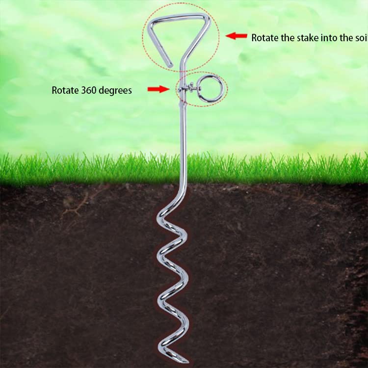 2 X 16" Heavy Duty Ground Spike Stake (41cm) Dog Chains for outside Dog Tie Out Cable Steel Spiral Dog Tether Outdoor Dog Camping Accessories (Stake Only, 2 X 41cm) - PawsPlanet Australia