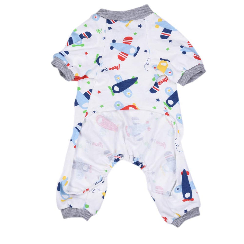 [Australia] - Zoyee Cotton Dog Pajamas Puppy Jumpsuit Dog Shirt for Small Medium Dogs Cats Large(Back 11.8" Chest 16.5") Plane 