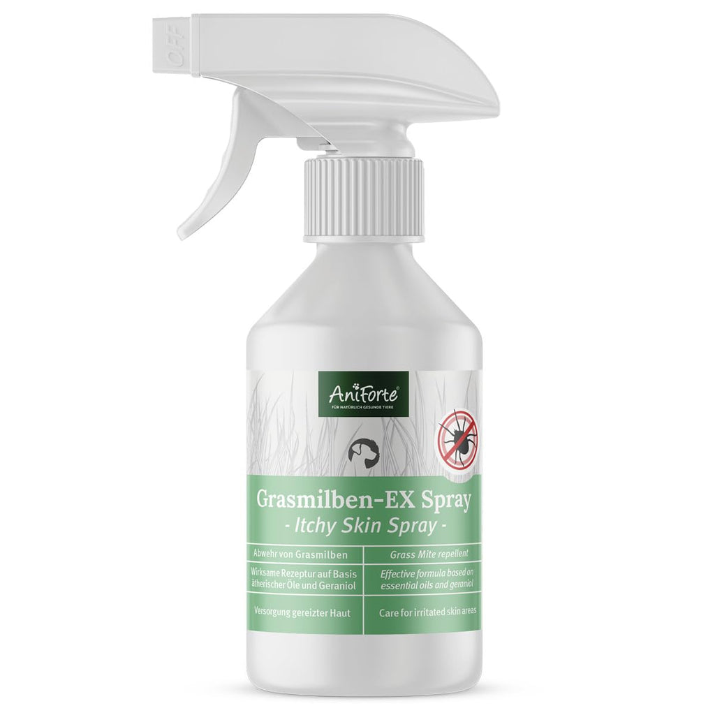 AniForte Grass Mite-EX Spray 250ml - Grass mite spray for dogs, effective & long-term defense against grass mites & parasites, soothes irritated skin & relieves itching - PawsPlanet Australia