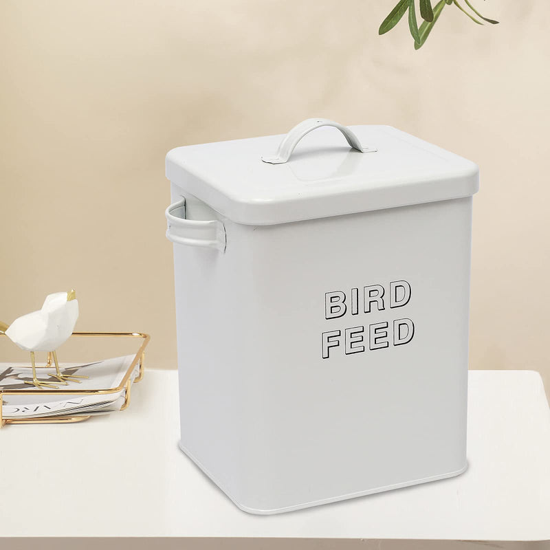 Morezi Bird seed and feed storage tin with seal lids and scoop included - white-coated carbon steel - storage canister tins - PawsPlanet Australia