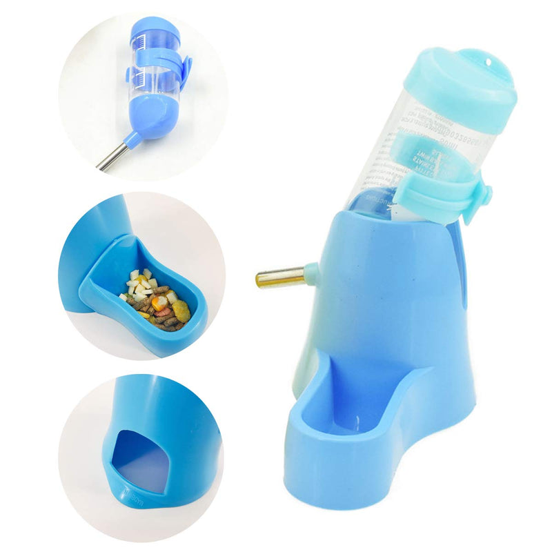 3 in 1 Hamster Hanging Water Bottle Pet Auto Dispenser with Base for Dwarf Hamster Mouse Rat Hedgehog (80ML, Blue) 80ML - PawsPlanet Australia