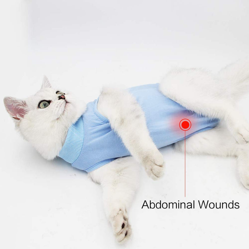 LIANZIMAU Cat Surgery Recovery Suit for Surgical Abdominal Wounds Home Indoor Pet Clothing E-Collar Alternative for Cats After Surgery Pajama Suit Small (Pack of 1) Blue - PawsPlanet Australia