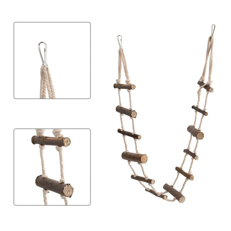 [Australia] - HEEPDD Pet Hamster Climbing Ladder Toys, Squirrel Suspension Rope Bridge Parrot Nature Wood Long Climbing Ladders for Squirrel Hamster Totoro Sugar Gliders 