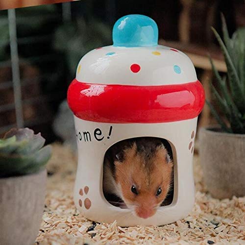 gutongyuan Hamster Hideout Ceramic Adorable Cartoon Shape Hamster House Chinchilla Mini Hut Small Animal Hideout Cave Cage Accessories Bottle - PawsPlanet Australia