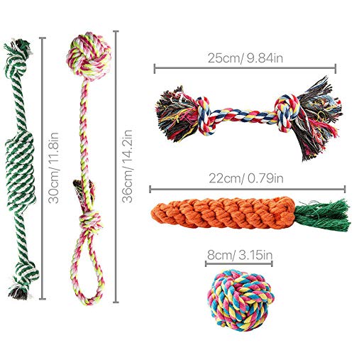 Wonolo Dog Rope Toys, Tough Strong Chew Knot Knotted, Pet Puppy Healthy Teeth Bear, For Aggressive Chewers, Set Of 5 - PawsPlanet Australia
