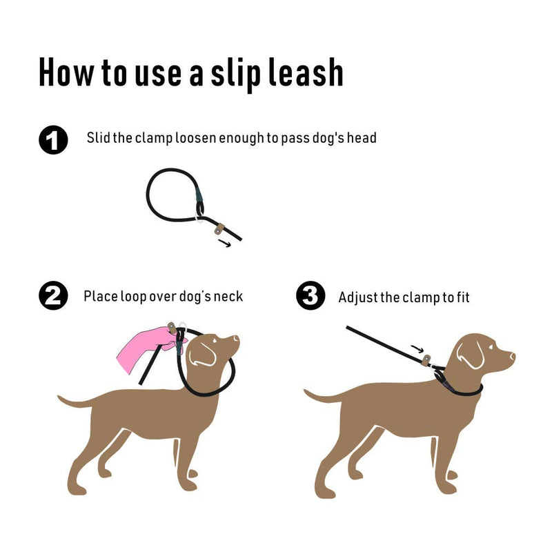 lynxking Dog Leash Slip Rope Lead Leash Strong Heavy Duty Braided Rope No Pull Training Lead Leashes for Medium Large and Small Dogs Small 3/8in x 6ft Blue - PawsPlanet Australia