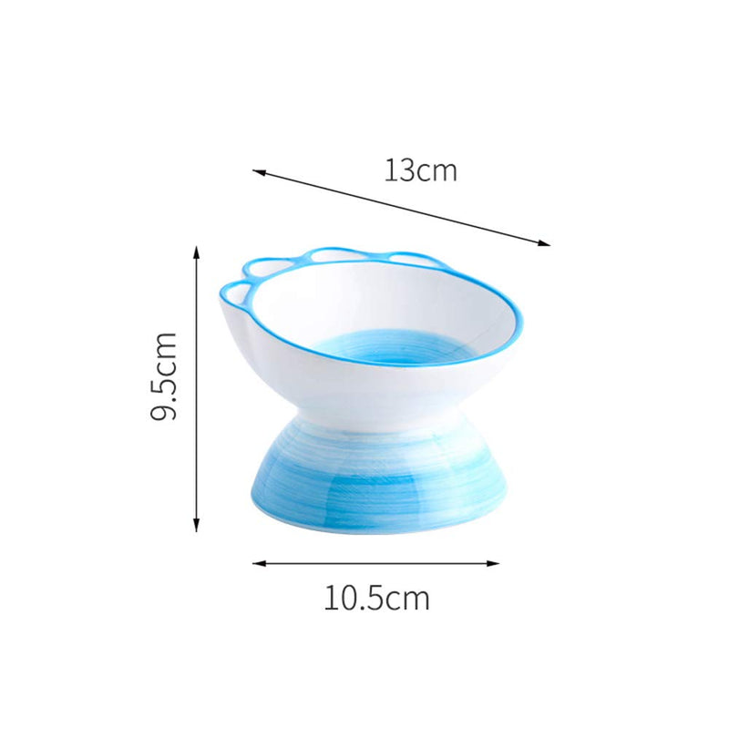 [Australia] - LIONWEI LIONWELI Ceramic Tilted Elevated Cat Dog Bowl Raised Cat Food Water Bowl Dish Pet Comfort Feeding Bowls Small Blue 