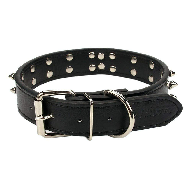 [Australia] - haoyueer Spiked Leather Dog Collar - 2 Rows Bullet Rivets Studded PU Leather - Cool Skull Pet Accessories for Medium and Large Dogs M Hot Pink 