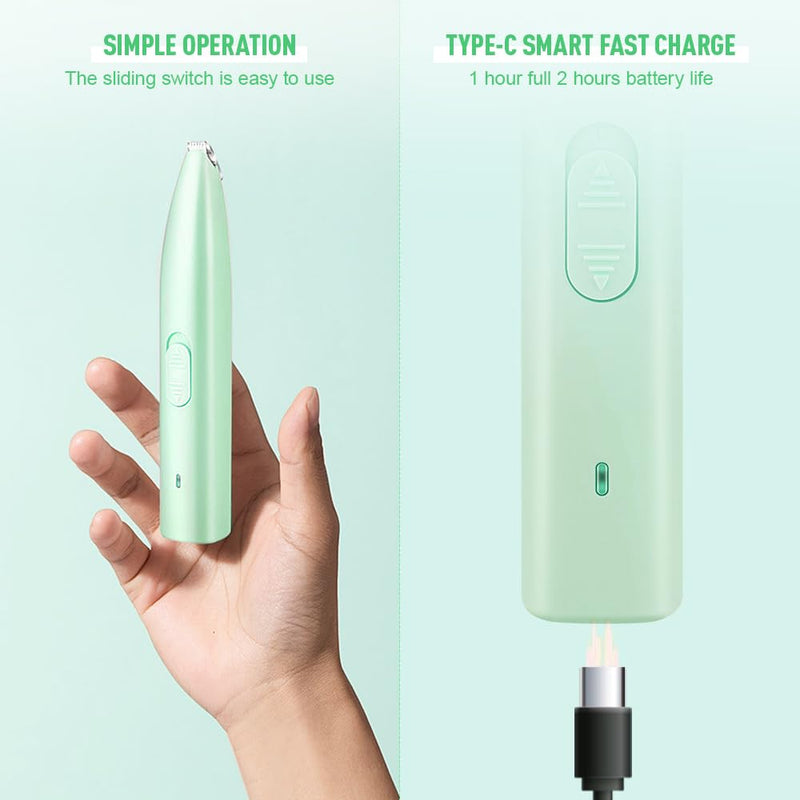 Lotvic Clipper Dog Paws Quiet, Clipper Dog Cat, Electric Pet Hair Trimmer, Dog Clipper Paw Trimmer for Dogs, Cats, Paws, Eyes, Face, Body, Green - PawsPlanet Australia