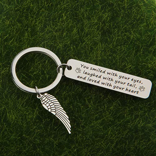 [Australia] - QIIER Pet Loss Pet Memorial Gift Keychain with Angel Wing Charm Loss of Pet Gift Dog Cat Loss Keychain Gift Silver 