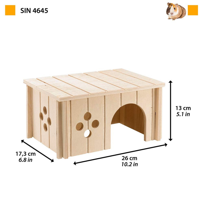 Ferplast Guinea Pig House Wooden Small Pet Nesting Box 26 x 17.3 x 13 cm. - PawsPlanet Australia