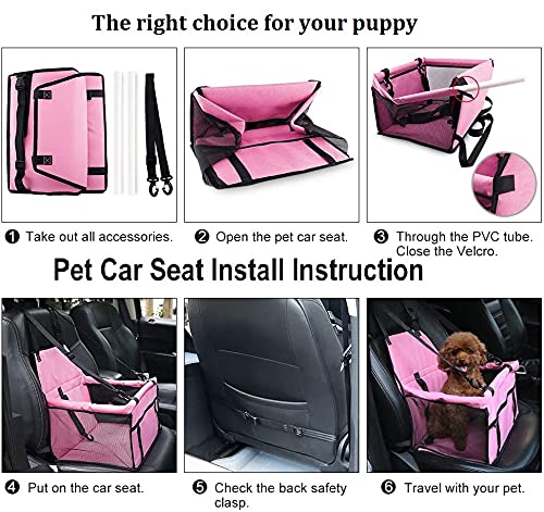 MitasQ Dog Car Seat, Portable Puppy Car Seat, with Clip-On Safety Leash and PVC Support Pipe, Anti-Collapse, Perfect Dog Booster Seat - PawsPlanet Australia